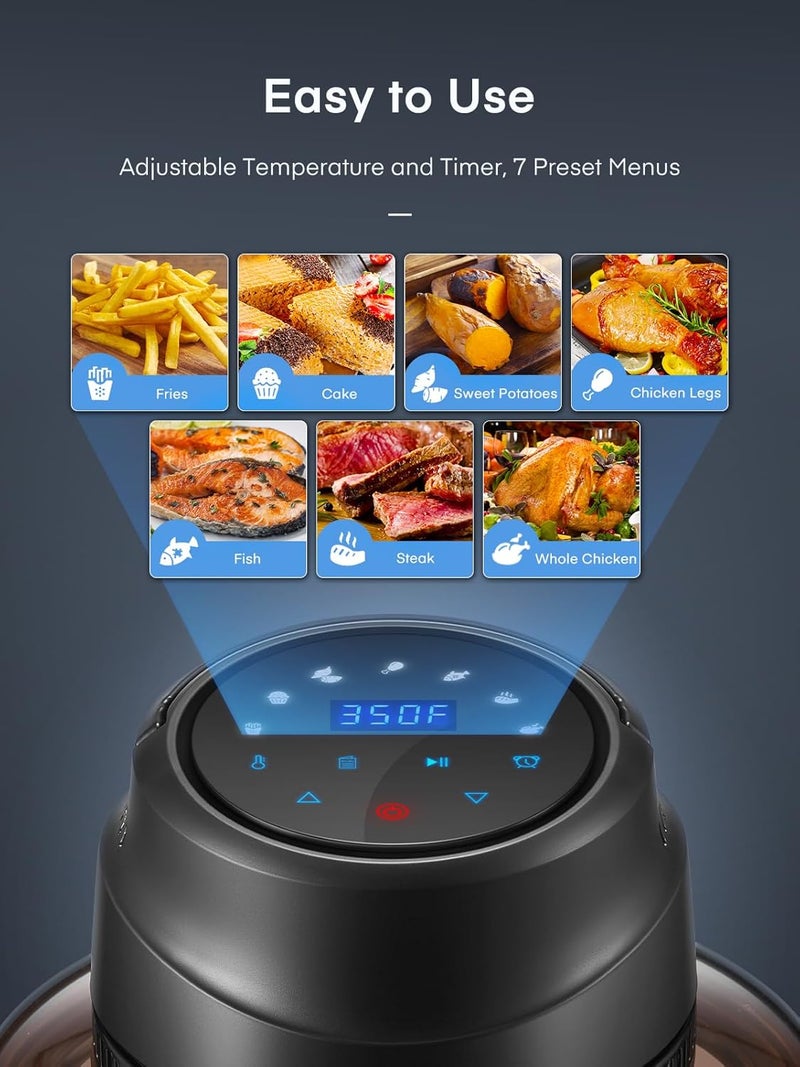 FOHERE Air Fryer Lid for Instant Pot 6Qt/8Qt, 7 in 1 with LED Touchscreen, Turn Your Pressure Cooker Into in Seconds, Air Fryer Accessories and Recipe Cookbook Included - Image 2
